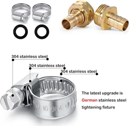 SIGURANTA Garden Hose Repair Connector with Clamps Hose End Repair Kit, 1/2"Barb Garden Hose Fittings Male and Female brass garden hose ends (1/2"Barb-2 Set)