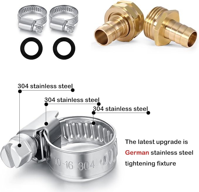 SIGURANTA Garden Hose Repair Connector with Clamps Hose End Repair Kit, 1/2"Barb Garden Hose Fittings Male and Female brass garden hose ends (1/2"Barb-4 Set)