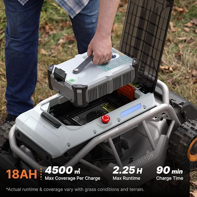 Mowrator S1 2WD 18Ah Remote Control Lawn Mower, 45% (24°) Slope, Spring to Fall Yard Care, with Leaf Shredding Vacuum, 21" Width, 1.8–4.6" Cutting Height, Up to 1.12 Acres