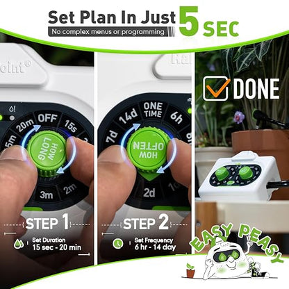 RAINPOINT Easy-Setup Automatic Plant Waterer Indoor for Pot Plant Adjustable Water Output,Battery Powered Outdoor IP54 Waterproof Drip Irrigation System Device Kit Beginner-Friendly Water 10-15 Plants