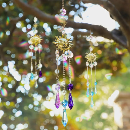 AIPRIDY DIY Crystal Beaded Fairy Wand Garden Stakes Kit, Colorful Decorative Wands with Assembly Guide, 12 or 10 Inch Threaded Rods,Outdoor Garden Decoration Set (208, Purple+Aqua+Blue)