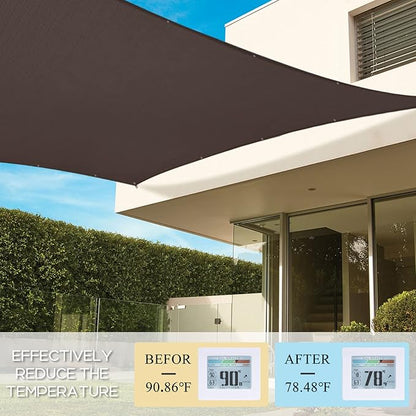90% Outdoor Sun Shade Cloth, 8’ x 12’, Pergola, Deck, and Backyard Patio Sunshade with UV Protection, Heat Resistant HDPE Material, Reinforced Grommets (8x12 FT,Brown)
