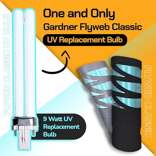 Gardner EL-22 FlyWeb Classic Fly Light Replacement Bulb, Fly Light for Indoors, Fly Web Light Lamp Replacement, UV Insect Light Traps, 9 Watt - Non-Zapper Insect Solution