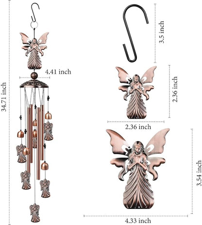 35" Angel Wind Chimes Outdoor Angel Gifts for Women/Men/Mom/Grandma Birthday Gifts Memorial Gift Metal WindChimes for Outside/Indoors, Home, Lawn, Porch, Patio, Garden Decor, Yard Decorations