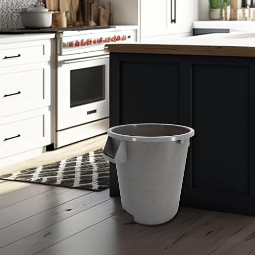 SPARTA Bronco Waste Container Trash Container, Round Trash Bin for Disposal, 10 Gallons, Gray