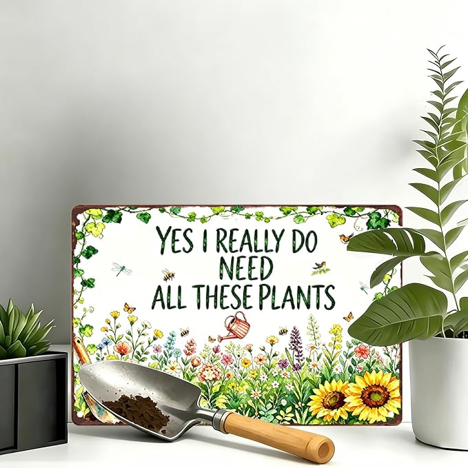 Garden Decor for Outside Gardening Gifts for Women Outdoor Patio Decor | Garden Signs for Outside Greenhouse Yard Whimsical House Decor Vintage Metal Wall Art Plant Lovers Gifts for Mom Wife Grandma