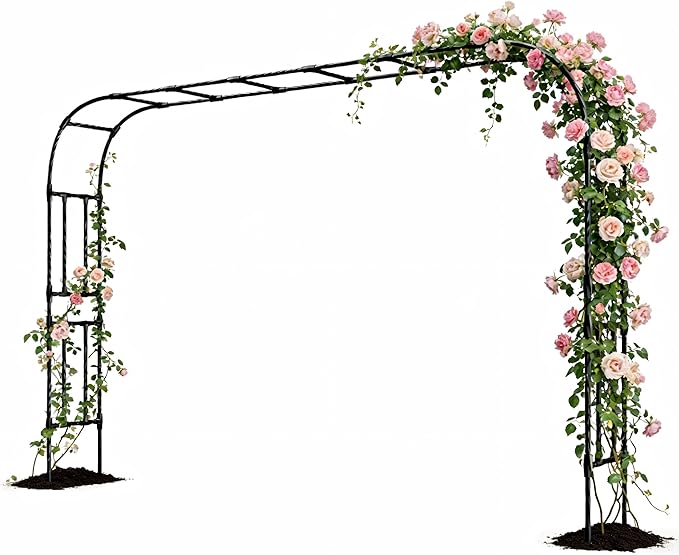 25MM Thickened Steel Pipe Garden Arch Trellis – 157"(L) x 105"(H) Extra Heavy Duty Arbor, PE-Coated Rust-Proof Trellis for Climbing Plants Outdoor, Support for Roses, Ivy, Grapevine, Beans