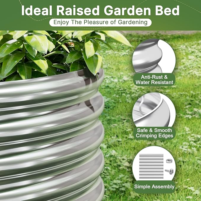 2 Pack Tall Galvanized Raised Garden Bed Outdoor, Metal Garden Bed for Vegetables, Above Ground Garden Box for Flower, Steel Raised Beds for Gardening - 3x2ft