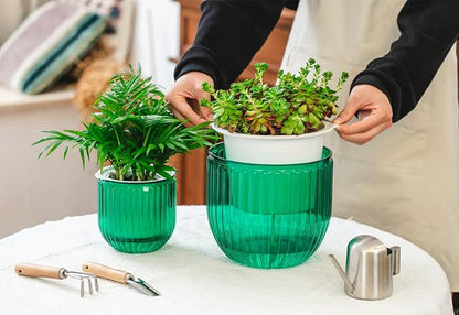 Josteve 5.2/8.2 Inch 2 Pcs Self Watering Hanging Planter Indoor Plant Pots Drainage Holes, Outdoor Small Hanging Planters Flower Pot Basket, Visible Water Level, Plant Hanger Home Decor, Gardening