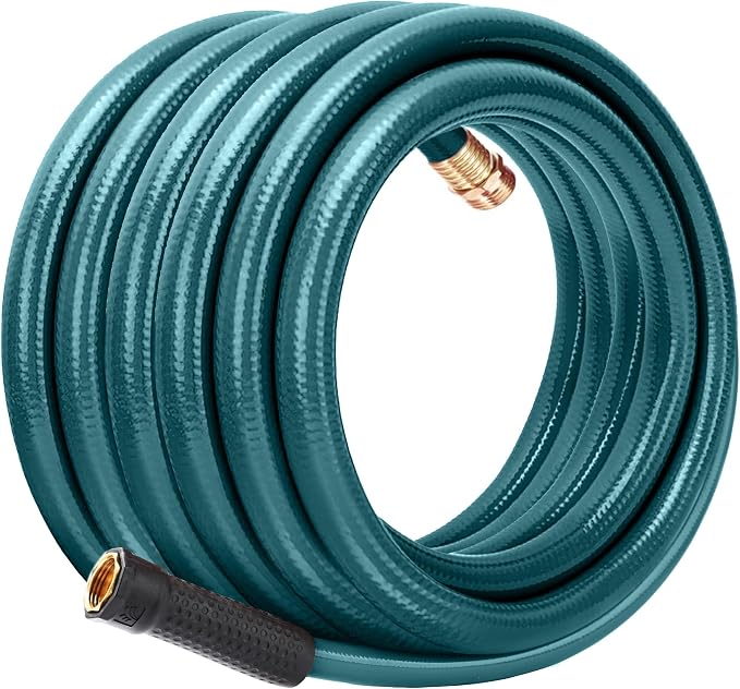 Worth Leader Garden Hose 3/4 in. x 50 ft. -No Kink, Flexible, Leakproof, Male/Female -Heavy Duty Durable 5 Layers PVC Rubber Lightweight Water Pipe for Gardening, Agriculture & Lawn Care -500PSI Burst