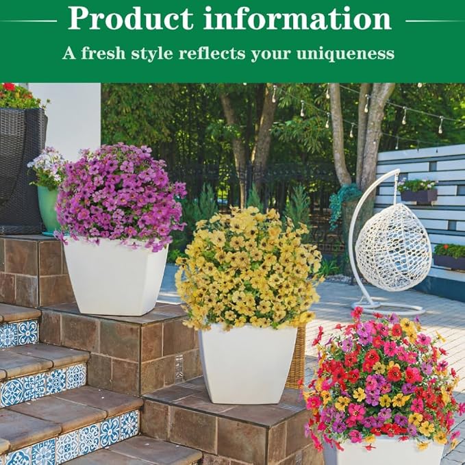 24 Inch Artificial Flower Stake Outdoor Decor - Multi-Color Garden Stakes for Yard & Lawn, No Fade Heavy Duty Plastic, All Season Decoration (Purple)