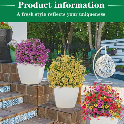 24 Inch Artificial Flower Stake Outdoor Decor - Multi-Color Garden Stakes for Yard & Lawn, No Fade Heavy Duty Plastic, All Season Decoration (Purple)