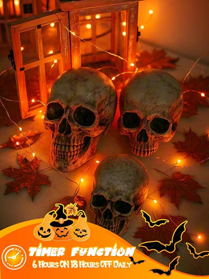 4 Pack 20FT 60LED Battery Operated Fairy Fall Lights with Timer, Waterproof Battery String Lights Outdoor Indoor, Battery Twinkle Lights for Bedroom Thanksgiving Day Party Halloween (Orange)