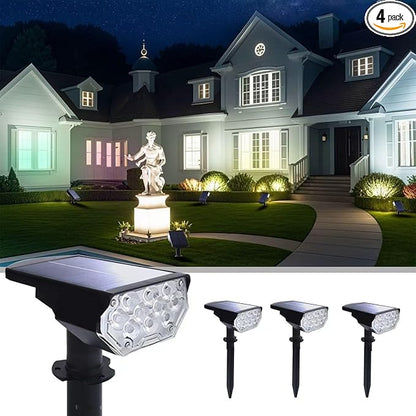 4 Pack Solar Spot Lights Outdoor Waterproof, 20 LEDs Bright Landscape Spotlights Dusk to Dawn, Cool White Adjustable Uplights for Yard Tree House Garden Wall Pathway, IP65
