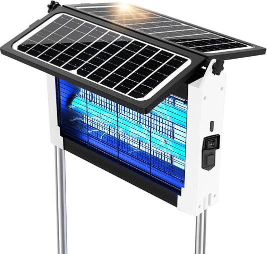 Solar Bug Zapper, 4500V Mosquito Zapper Outdoor Waterproof with Dual Solar Panel, USB Rechargeable Mosquito Killer, Cordless Fly Insect Zapper Waterproof for Patio Yard Garden Home Camping