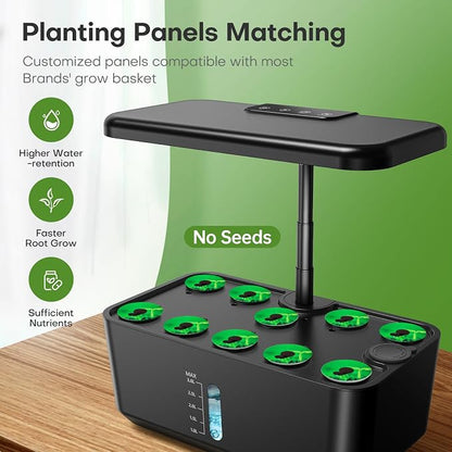 Ahopegarden Indoor Garden Hydroponics Growing System: 10 Pods Plant Germination Kit Herb Vegetable Growth Lamp Countertop with LED Grow Light - Hydrophonic Planter Grower Harvest Lettuce