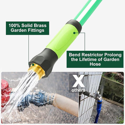 SANFU Upgraded Hybrid Lead-In Garden Hose 5/8-Inch X 6 FT, Burst 800PSI, Water Hose, Flexible, With Grip Handle, 3/4" GHT Solid Brass Fittings, Green + White