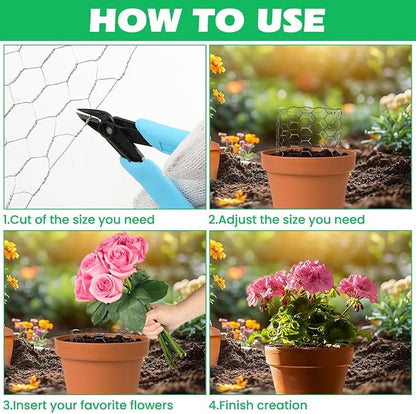 Floral Chicken Wire for Craft, 4 x 118 Inch Galvanized Iron Garden Fence Barrier Chicken Wire Netting, Galvanized Hardware Netting for Protect Plant, Preventing Snakes, Foxes