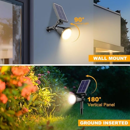 Solar Lights Outdoor Waterproof, 36 LEDs Adjustable Solar Spot Lights Outdoor, 2-in-1 Solar Powered Spotlight Landscape Lighting for Tree, Garden, Yard, Pathway- 3 Pack (Warm White)