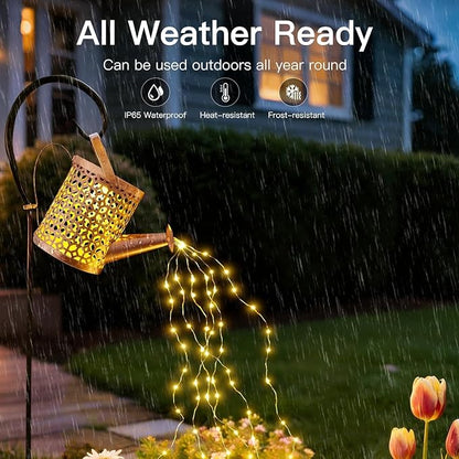 Ollny Solar Watering Can with Cascading Lights Outdoor Garden Decor, Father Day Gifts, Birthday Gifts for Women, IP65 Waterproof 2 Lighting Modes Hanging Lanterns for Yard Patio Lawn (Beehive)