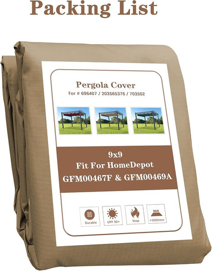 SCOCANOPY Beige Ripstop Replacement Cover Compatible with Home Depot Hampton Bay Pergola # GFM00467F,GFM00469A