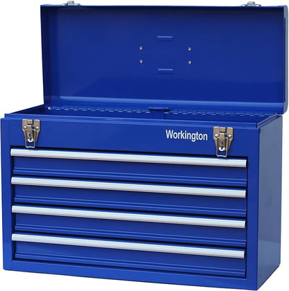 Workington Portable Metal Tool Chest with 4 Drawers, 20" 4-Drawer Tool Chest Cabinet with Ball Bearing Drawer Slides, Steel Tool Storage Box Organizer 4004 Blue