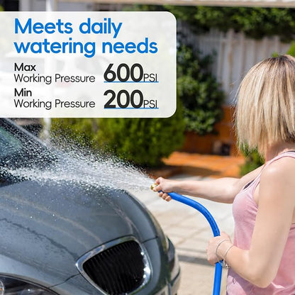 SPECILITE Hot/Cold Garden Water Hose 25 ftx 1 in, -50℉ To 190℉, Heavy Duty, Flexible, Burst 605 Psi, Lightweigh, Upgraded Rubber Pipe with 3/4" Brass Fittings For Backyard, Outdoor, Farm, Blue