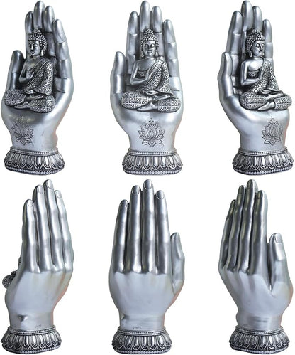 Pigort Buddha Statue Home and Garden Zen Lotus Decorative Sculpture Praying Collectibles Figurines,Home Decoration for Self 9.1 in, Resin