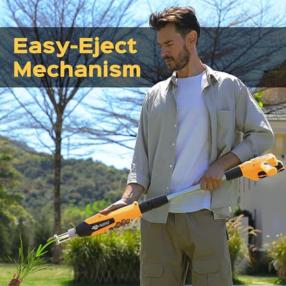Weed Puller Tool, 21V Powerful Electric Weeder Tool with 2.0Ah Battery and Charger, Garden Tools Weed Remover Tool with 3-Claw Steel Head for Smooth Weeding, Ideal Gifts for Men Women Mom Dad, Yellow
