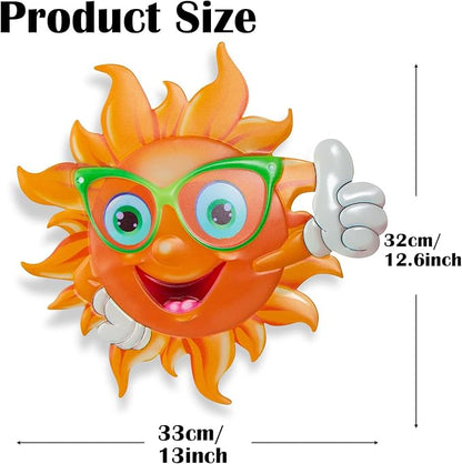 2Pcs Metal Sun Wall Decor, 13Inches Sun Outdoor Wall Art for Garden Yard Room Kitchen Patio Fence Decorations