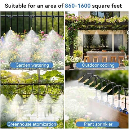 Drip Irrigation System 100FT 1/4" (17PCS Nozzles) for Garden, 83 PCS Leak-Proof Garden Watering System, 360° Adjustable Automatic Plant Water Kit for Raised Beds, Greenhouse, Lawn, Patio, Yard