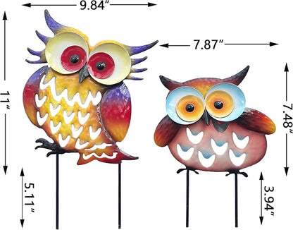 Pack of 2 Metal Fresh Color Owl Garden Statues Silhouette Owl Stakes Decorative Outdoor Statues Animal Sculptures for Yard Décor and Lawn Ornaments, MX202303-1 | Weatherproof metal. Fresh colored 2-pack silhouette stakes. Perfect for garden, yard, pati...