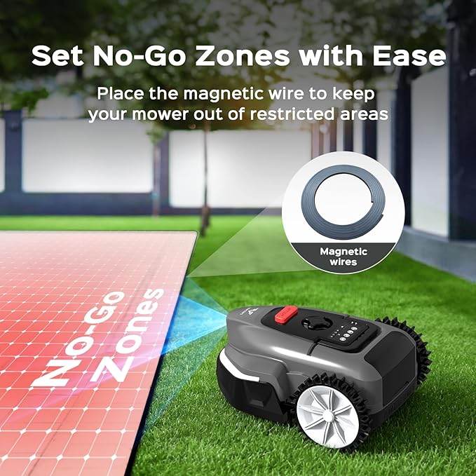 V3 Robotic Lawn Mower with AI Vision Technology, Adjustable Grass Cutting Height, APP Control, Low-Noise Performance, No-Go Zone Function, Efficient Robot Lawn Mower for Small Lawns