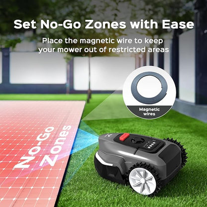 V3 Robotic Lawn Mower with AI Vision Technology, Adjustable Grass Cutting Height, APP Control, Low-Noise Performance, No-Go Zone Function, Efficient Robot Lawn Mower for Small Lawns
