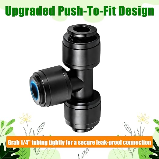 30 Pack 1/4 Inch Drip Irrigation Tee Fittings - 1/4'' Drip Line Push-to-Fit Connectors for 1/4 Inch Drip Irrigation Tubing Leak Free Lock T Parts for Drip Irrigation System