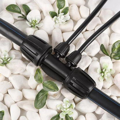 RedChili 12 Pcs 1/2" to 1/4" Drip Irrigation Fittings, Dripline 1/2 Inch (1/2" ID x0.6-0.65" OD) to 1/4 Inch Reducing Tee Adapter Drip Tubing Barbed Lock Nuts 1/2" to 1/4" Irrigation 4 Way Connectors