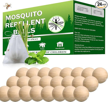 Mosquito Repellent Outdoor Patio 24 Balls - Mosquito Repellant Indoor & Outdoor for Yard Home Patio Travel Camping, Keep Mosquitoes Away from Door Patio