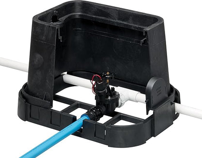 Orbit 53212 12" Standard Rectangular Sprinkler Valve Box, Black with Green Lid