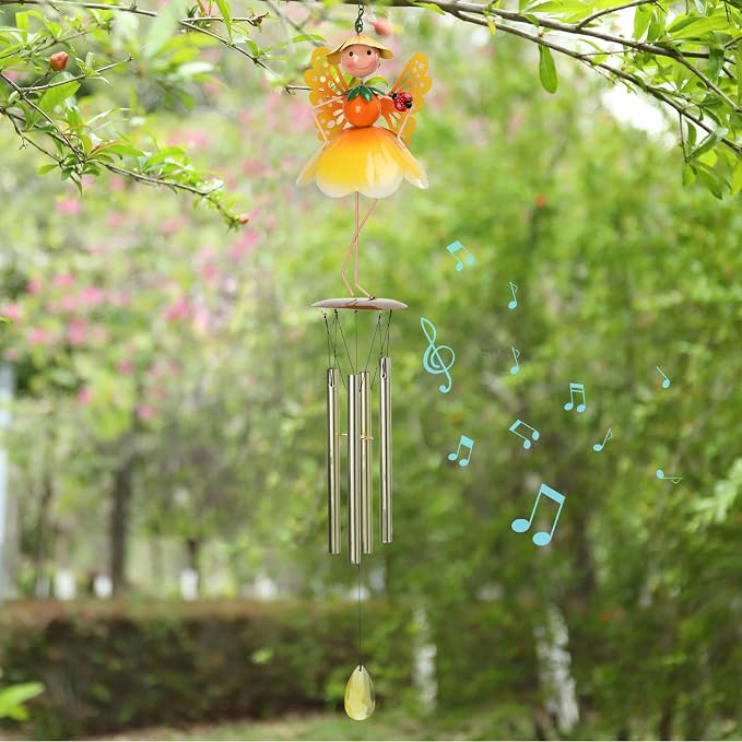 MUMTOP Butterfly Wind Chimes for Outside, Metal Deep Tone Memorial Sympathy Wind Chime Fairy Windchimes for Patio, Outdoor,Garden,Yard,Window,Home Decor or Gifts for Women