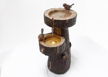 22" Outdoor Water Fountain with Led Lights, 2-Tiered Bird Bath Water Fountain, Outdoor Garden Waterfall Decor for Garden, Patio, Courtyard
