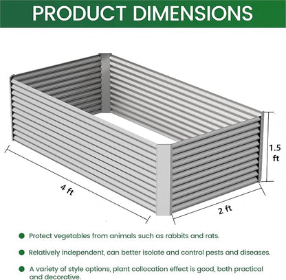 3pcs Tall Galvanized Raised Garden Bed Outdoor,Steel Garden Bed for Vegetables,Above Ground Garden Box for Flower,Metal Raised Beds for Gardening - 4x2x1.5ft