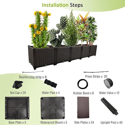 Large Planters for Outdoor Plants Rectangular Raised Garden Bed Elevated Planter Boxes Patio Balcony Deck for Planting Flowers, Vegetables, Tomatoes, and Herbs