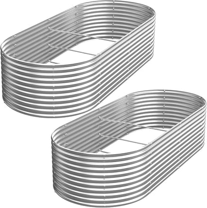 Raised Garden Bed Outdoor 2 Pack, Tall Galvanized Steel Raised Beds for Gardening, Above Ground Garden Bed Corrugated Metal for Vegetables and Flowers-8x4FTx15inch