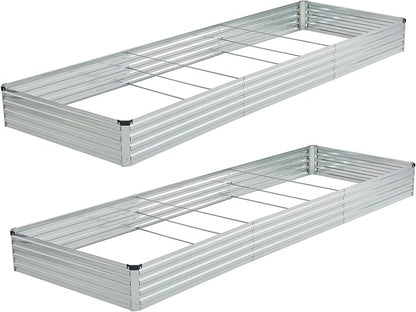Foxlang 12x4x1ft(2 Pack) Galvanized Raised Garden Bed,Outdoor Planter Box Metal Patio Kit Planting Bed for Vegetables Flowers Herb,Silver