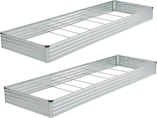 Foxlang 12x4x1ft(2 Pack) Galvanized Raised Garden Bed,Outdoor Planter Box Metal Patio Kit Planting Bed for Vegetables Flowers Herb,Silver