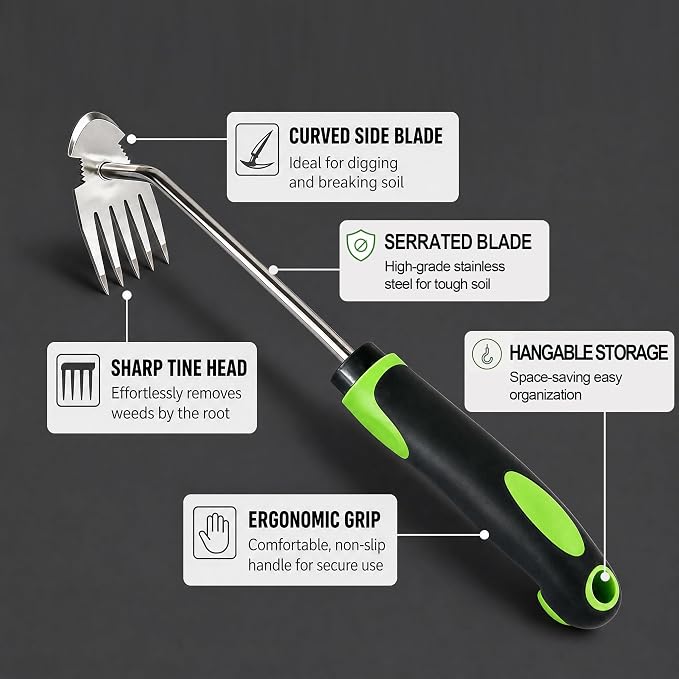 Moorrlii Weed Remover Tool, Hand Weeder Puller Tool, Portable Garden Weeder Tool for Vegetable Gardening Backyard Farm Planting & Uprooting Weeding Tool (Rubber Handle)