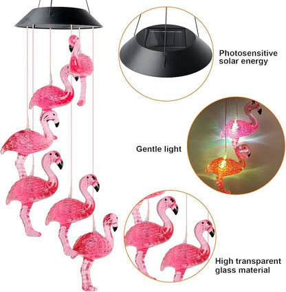 Flamingo Wind Chime, Bird windchimes, Solar Wind Chimes, Flamingo Decor, Wind-Chime Outdoor, Flamingogifts for Women, Gifts for Women, Mom Gifts, Gardengifts, Gardendecor, Yard Decor.