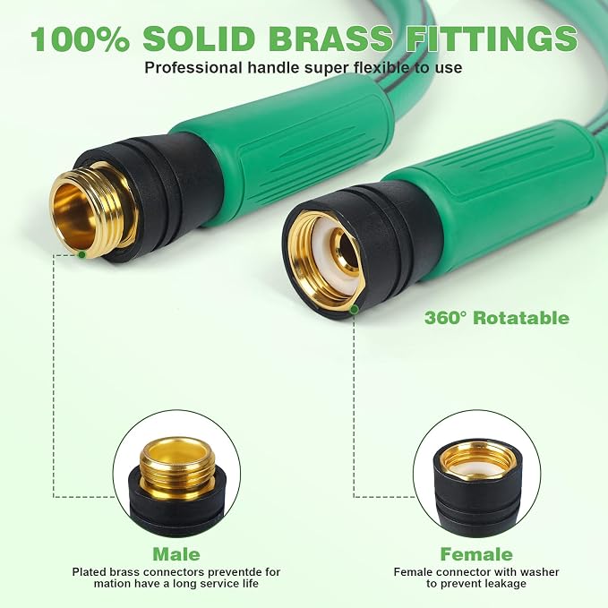 AIODE Garden Hose 5/8" x 15FT Heavy Duty Water Hose Super Flexible All-weather Lawn & Garden Watering Equipment (15FT)