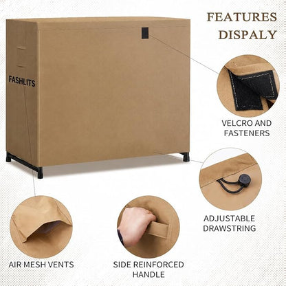 4ft Firewood Rack Cover, Waterproof Heavy Duty 600D Oxford | Storage Wood Rack Cover for Patio, Yard, Indoor and Outdoor Use(Cover Only, Rack Not Included)
