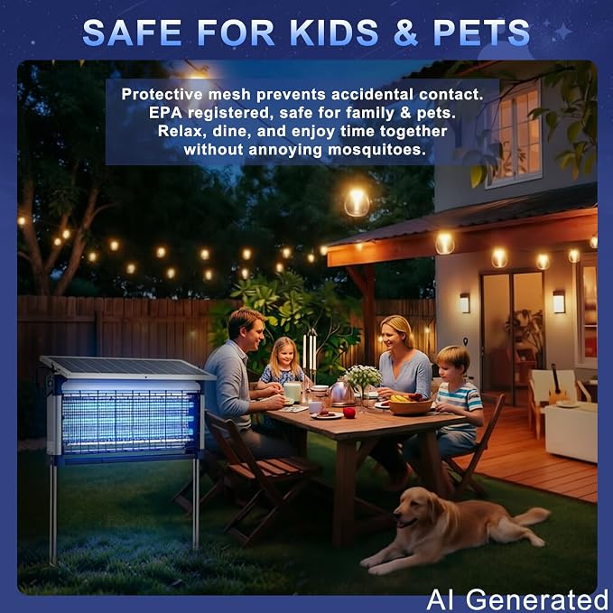 Solar Bug Zapper Outdoor (Silver Gray, 22.5in Diagonal)